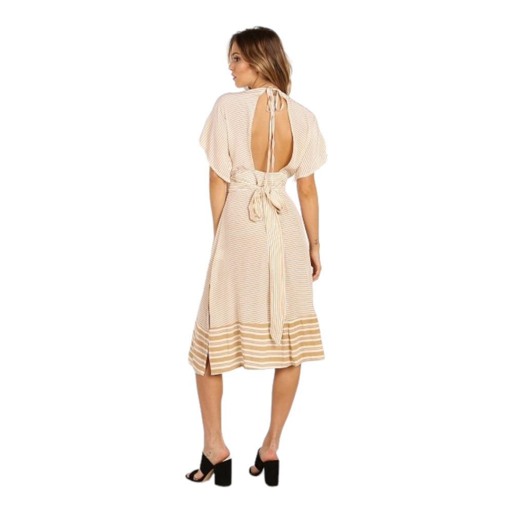 Faithfull the Brand Mustang Midi Dress in Camp Cove Stripe - US 4 - Picture 3 of 13